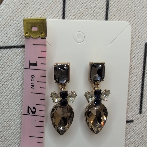 J. Crew Gold and Silver Drop Earrings with Faceted Teardrop Pineapple Design - Picture 6 of 6